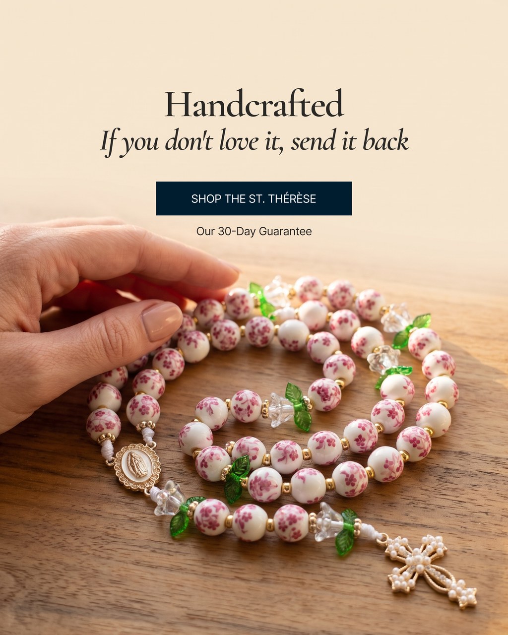Static ad, handcrafted rosary beads