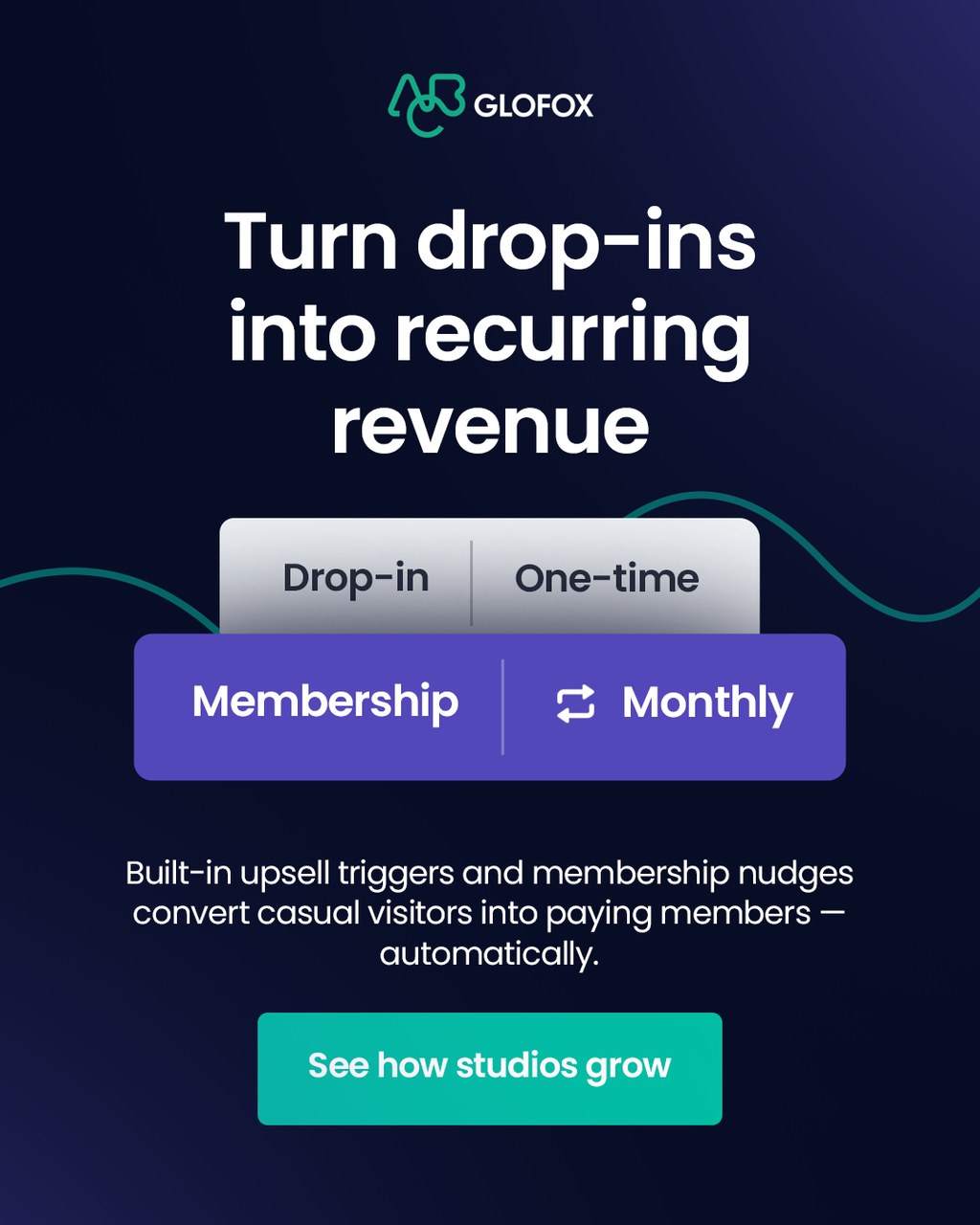 Static ad, studio membership software, drop-ins to recurring revenue